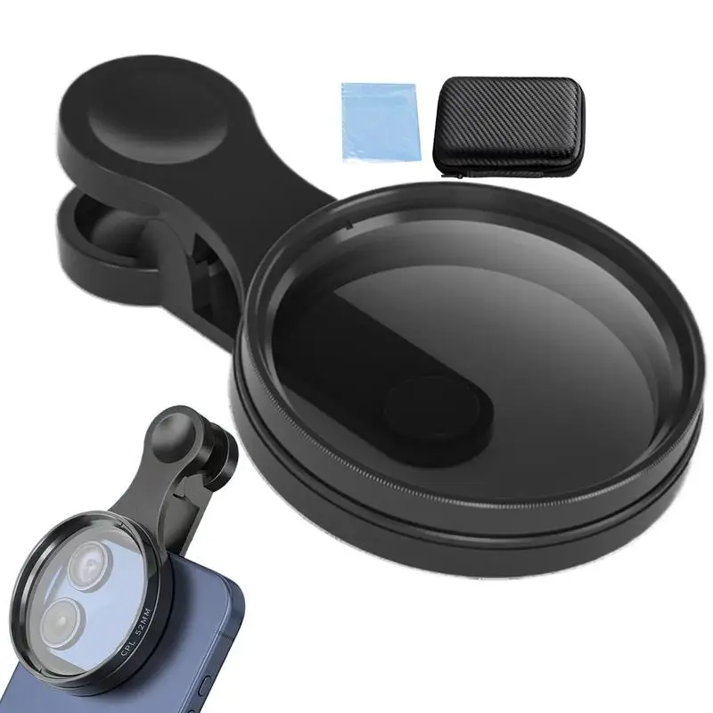 Portable Clip-On Circular Polarizer CPL Filter 52mm Universal Clip Phone Camera Lens Reflection Reduction For iPhone 16 15 14 13
Portable Clip-On Circular Polarizer CPL Filter 52mm Universal Clip Phone Camera Lens Reflection Reduction For iPhone 16 15 14 13