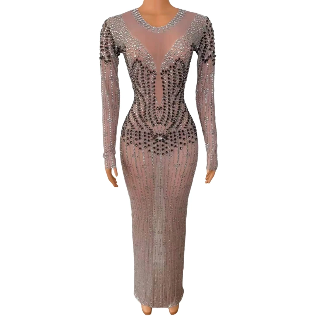 Long Sleeve See Through Luxury Rhinestone Stretch Mesh Crystals Dress For Women Birthday Party Queen Stage Wear Wedding Evening
Long Sleeve See Through Luxury Rhinestone Stretch Mesh Crystals Dress For Women Birthday Party Queen Stage Wear Wedding Evening