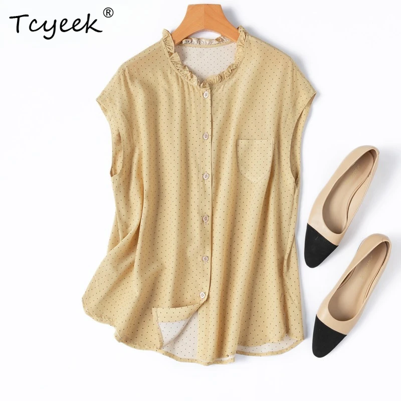 Tcyeek 100% Natural Mulberry Silk Womens Shirt Elegant Shirts Fashion Summer Clothes Sleeveless Ladies Tops 2026 Chemise Femme
Tcyeek 100% Natural Mulberry Silk Womens Shirt Elegant Shirts Fashion Summer Clothes Sleeveless Ladies Tops 2026 Chemise Femme
