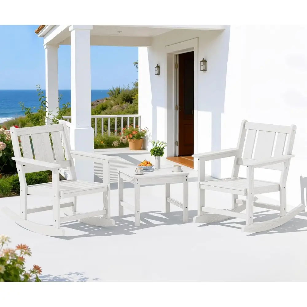 2-Piece Weather-Resistant Outdoor Rocking Chairs Set with Side Table, Patio Furniture for Balcony, Deck, or Lawn, White
2-Piece Weather-Resistant Outdoor Rocking Chairs Set with Side Table, Patio Furniture for Balcony, Deck, or Lawn, White