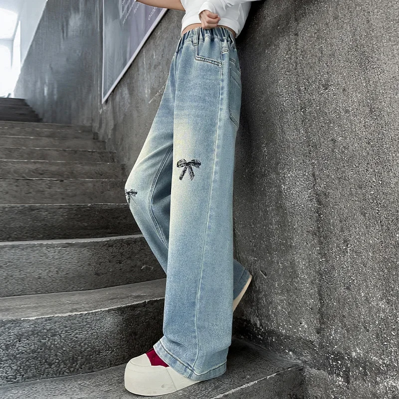 Child Casual Jeans Trousers 5-14 New Spring Autumn Kids Jeans with Bows For Girls High Street Straight Cut Denim Pants For Teens
Child Casual Jeans Trousers 5-14 New Spring Autumn Kids Jeans with Bows For Girls High Street Straight Cut Denim Pants For Teens