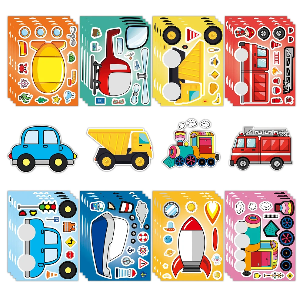 8/16Sheets Transportation Vehicles Make a Face Puzzle Stickers Rocket Plane Cartoon Decals DIY Assemble Jigsaw Reward Sticker
8/16Sheets Transportation Vehicles Make a Face Puzzle Stickers Rocket Plane Cartoon Decals DIY Assemble Jigsaw Reward Sticker