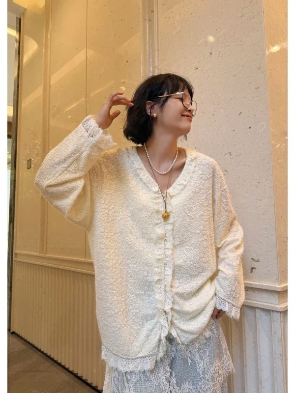 plus Size Knitted Top Micro Plump Feeling Pearl Embellished Base Layer Women's Fashion Windproof Nylon Blend Open Cardigan
plus Size Knitted Top Micro Plump Feeling Pearl Embellished Base Layer Women's Fashion Windproof Nylon Blend Open Cardigan
