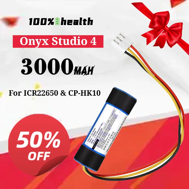 ICR22650/CP-HK10 3000mAh Speaker Battery for JBL Onyx studio 4 Lithium Rechargeable Battery
ICR22650/CP-HK10 3000mAh Speaker Battery for JBL Onyx studio 4 Lithium Rechargeable Battery