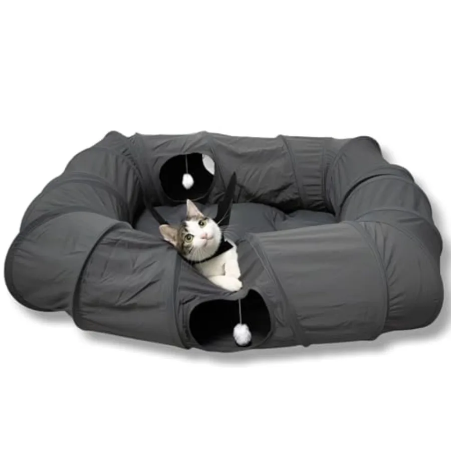 4 Ways Shuttled XL Cat Tunnel Bed for Indoor Cats Peekaboo Cat Cave Donut with Cool Mat
4 Ways Shuttled XL Cat Tunnel Bed for Indoor Cats Peekaboo Cat Cave Donut with Cool Mat