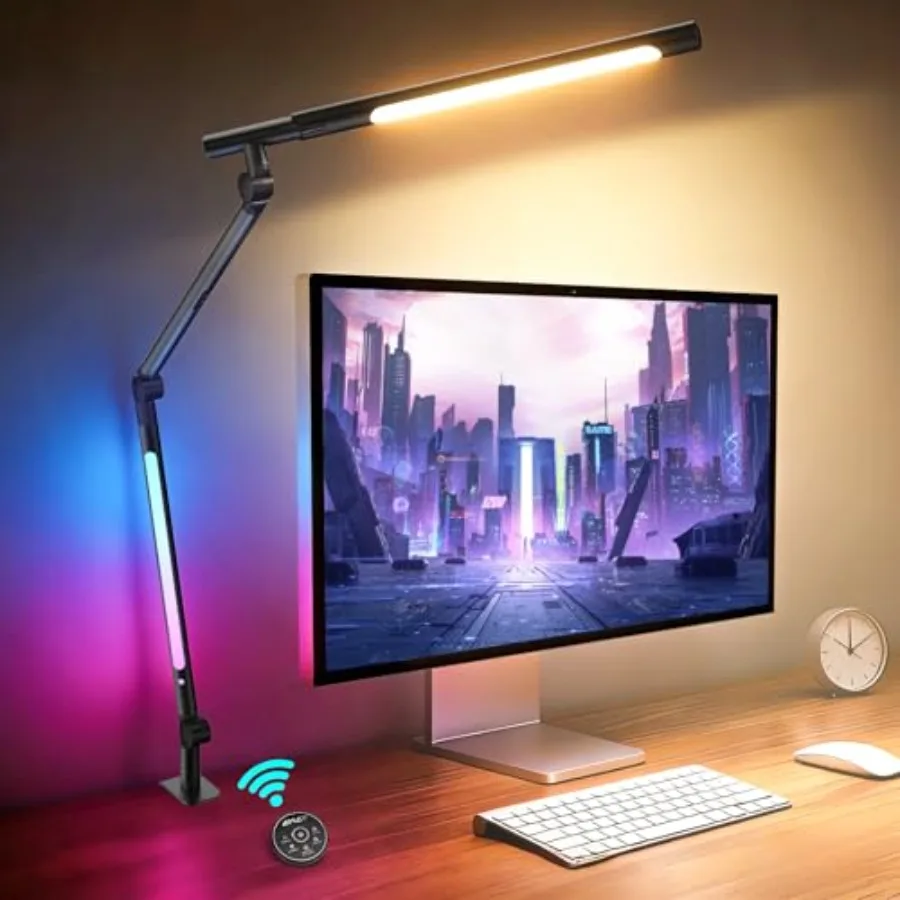 LED Desk Lamp with Clamp, Adjustable Swing Arm with Remote, Eye-Caring 4 Modes Stepless Dimming Lamp for Home Office Reading St
LED Desk Lamp with Clamp, Adjustable Swing Arm with Remote, Eye-Caring 4 Modes Stepless Dimming Lamp for Home Office Reading St