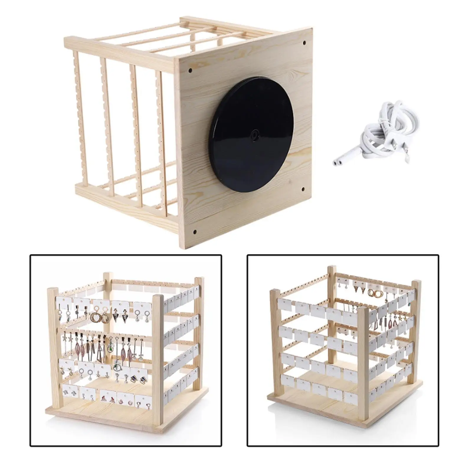 Electric Rotating Earring Display Stand Wooden Display Rack Holds 112 Pairs of Earrings Earring Holder for Countertop Vanity
Electric Rotating Earring Display Stand Wooden Display Rack Holds 112 Pairs of Earrings Earring Holder for Countertop Vanity