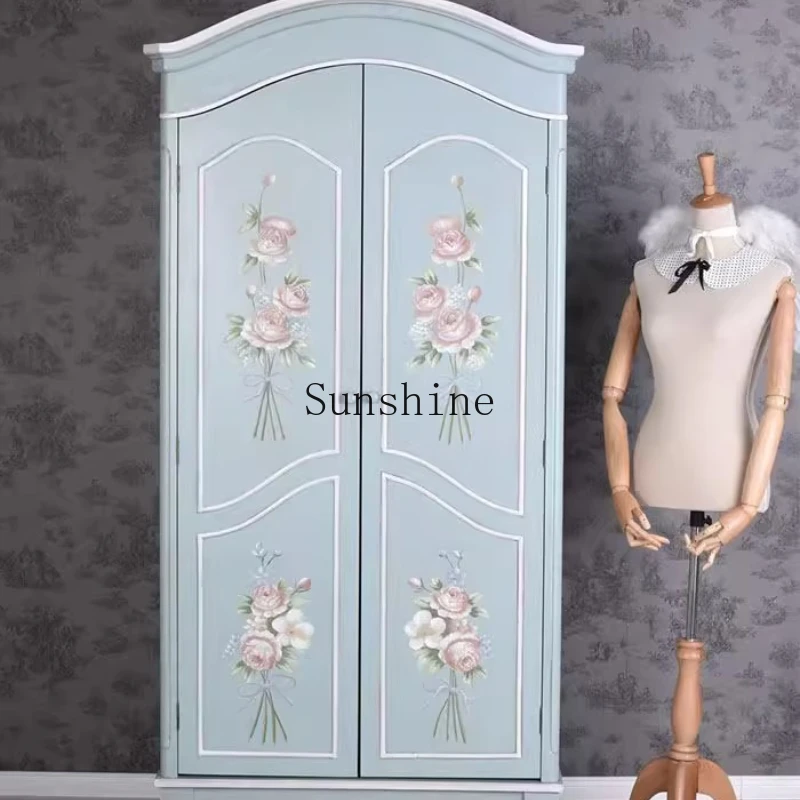 French retro painted solid wood wardrobe hand painted double door storage bedroom
French retro painted solid wood wardrobe hand painted double door storage bedroom