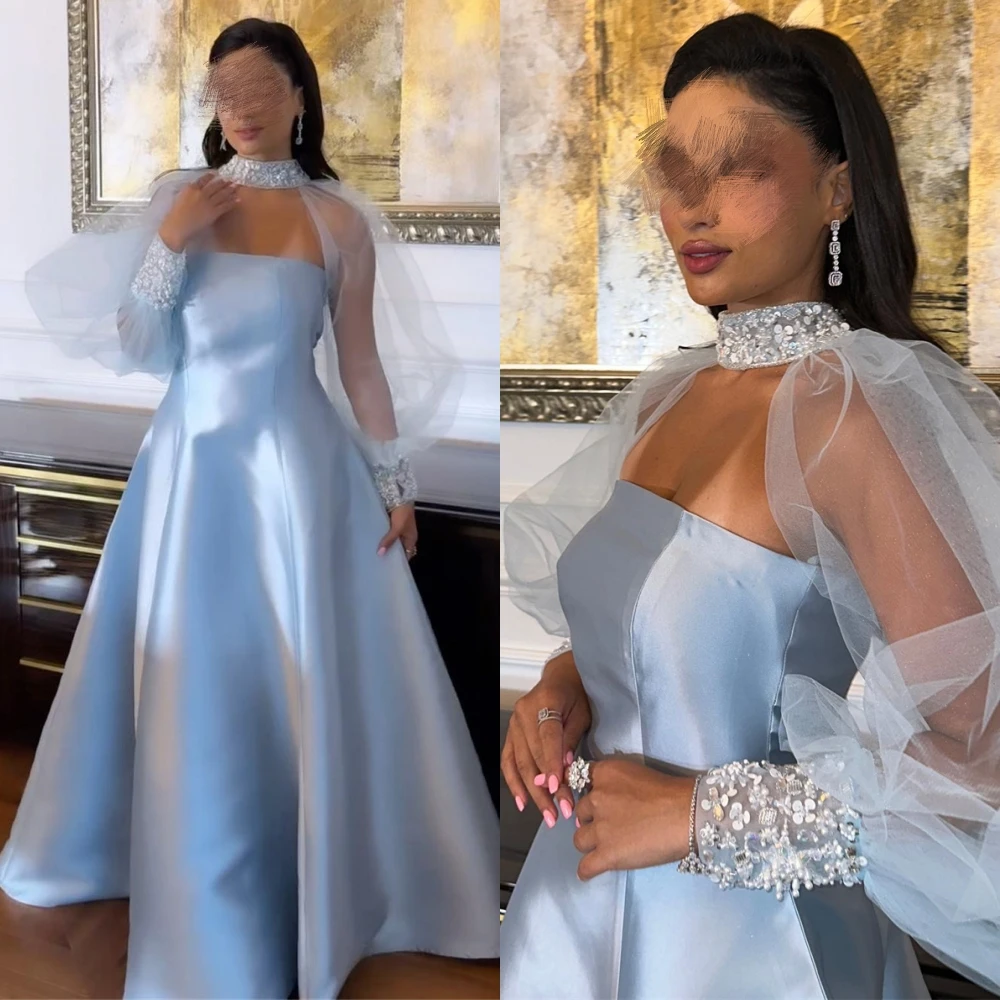 2-Piece Arabia Prom Dresses A-Line Sequins Beads Tulle Long Sleeves Floor Length High Collar Satin Modern Formal Evening
2-Piece Arabia Prom Dresses A-Line Sequins Beads Tulle Long Sleeves Floor Length High Collar Satin Modern Formal Evening