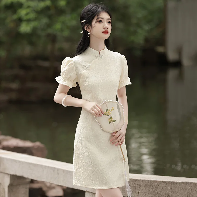 New Chinese Improved Qipao Women Sexy Jacquard Short Length Cheongsam Bridesmaid Vestidos Summer Carnival Princess Dress
New Chinese Improved Qipao Women Sexy Jacquard Short Length Cheongsam Bridesmaid Vestidos Summer Carnival Princess Dress