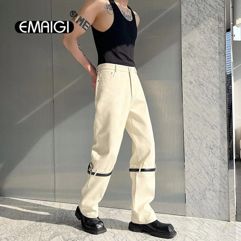 Belt Splice Slim Fit Straight Jeans Men Streetwear Fashion Hip Hop Rock Vibe Motorcycle Denim Jeans Pants Male Trousers Jeans
Belt Splice Slim Fit Straight Jeans Men Streetwear Fashion Hip Hop Rock Vibe Motorcycle Denim Jeans Pants Male Trousers Jeans