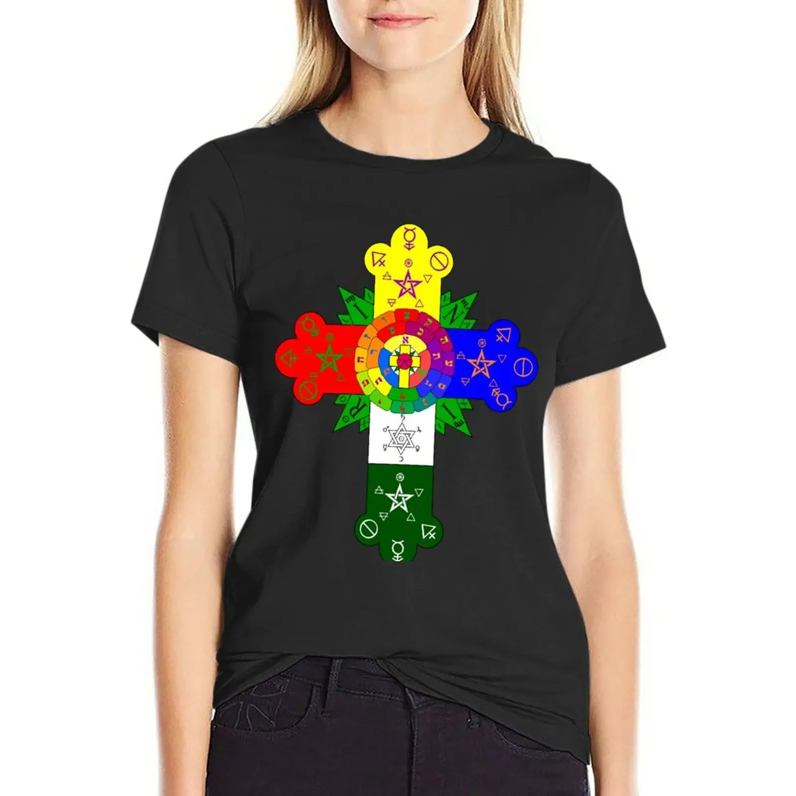 THELEMIC ROSE CROSS LAMEN T-Shirt tops plus size tops lady clothes blacks luxury designer clothing Women
THELEMIC ROSE CROSS LAMEN T-Shirt tops plus size tops lady clothes blacks luxury designer clothing Women
