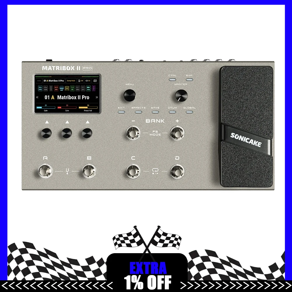 SONICAKE Matribox II Pro 4,3-дюймовый цветной сенсорный экран, гитарный бас-усилитель, моделирующий ИК-мультиэффекты с педалью выражений QME-200, подарки
SONICAKE Matribox II Pro 4,3-дюймовый цветной сенсорный экран, гитарный бас-усилитель, моделирующий ИК-мультиэффекты с педалью выражений QME-200, подарки