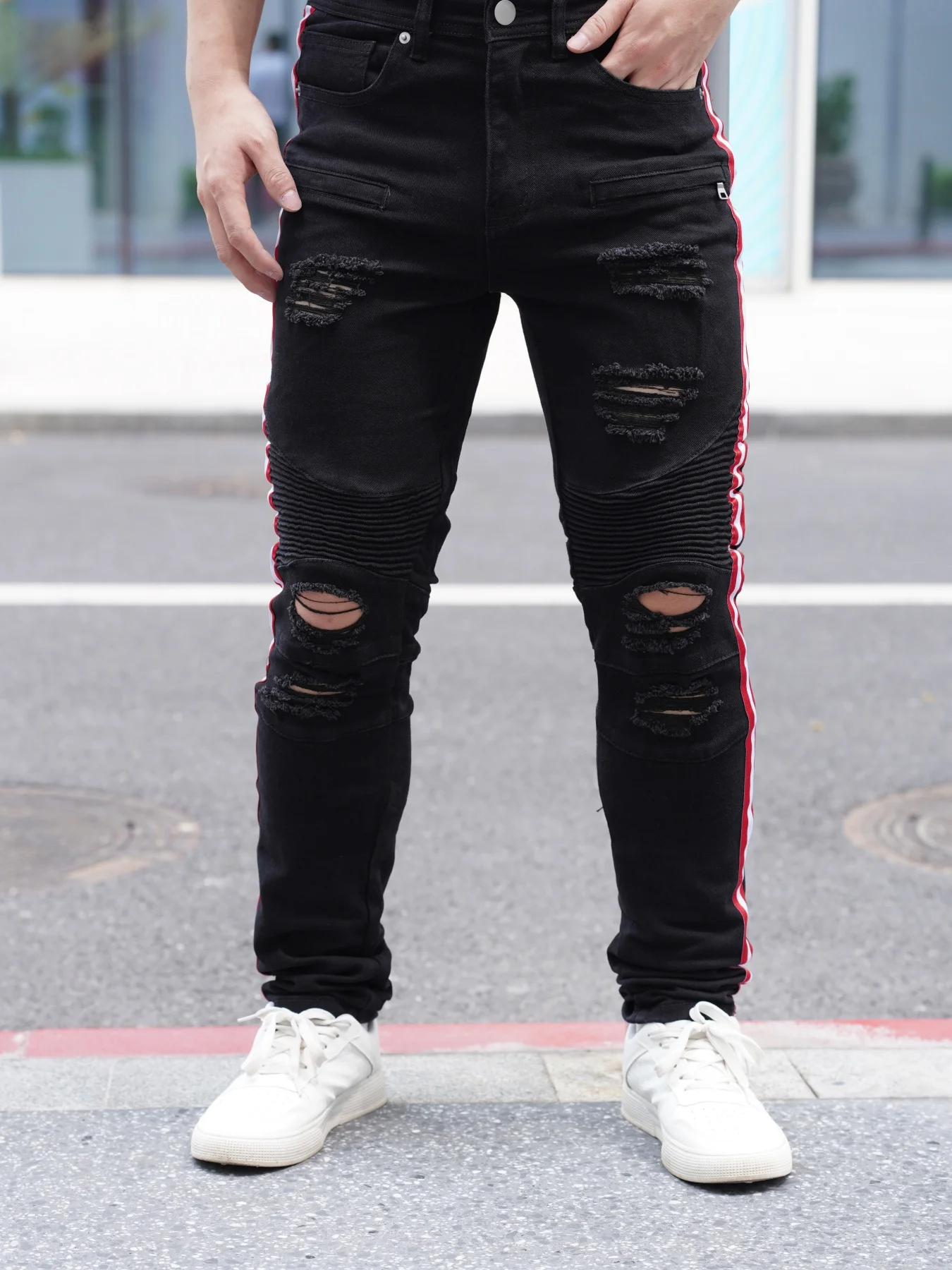 High Street Trend Men's Jeans With Unique Checkered And Ripped Designs Wide-Leg And Slim Fit Breathable And Comfortable
High Street Trend Men's Jeans With Unique Checkered And Ripped Designs Wide-Leg And Slim Fit Breathable And Comfortable