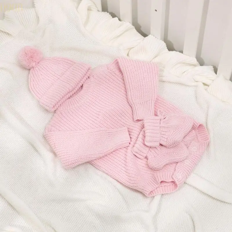 090B Adorable Infant Knit Bodysuit Set with Coordinating Hat Socks for Newborns Baby
090B Adorable Infant Knit Bodysuit Set with Coordinating Hat Socks for Newborns Baby