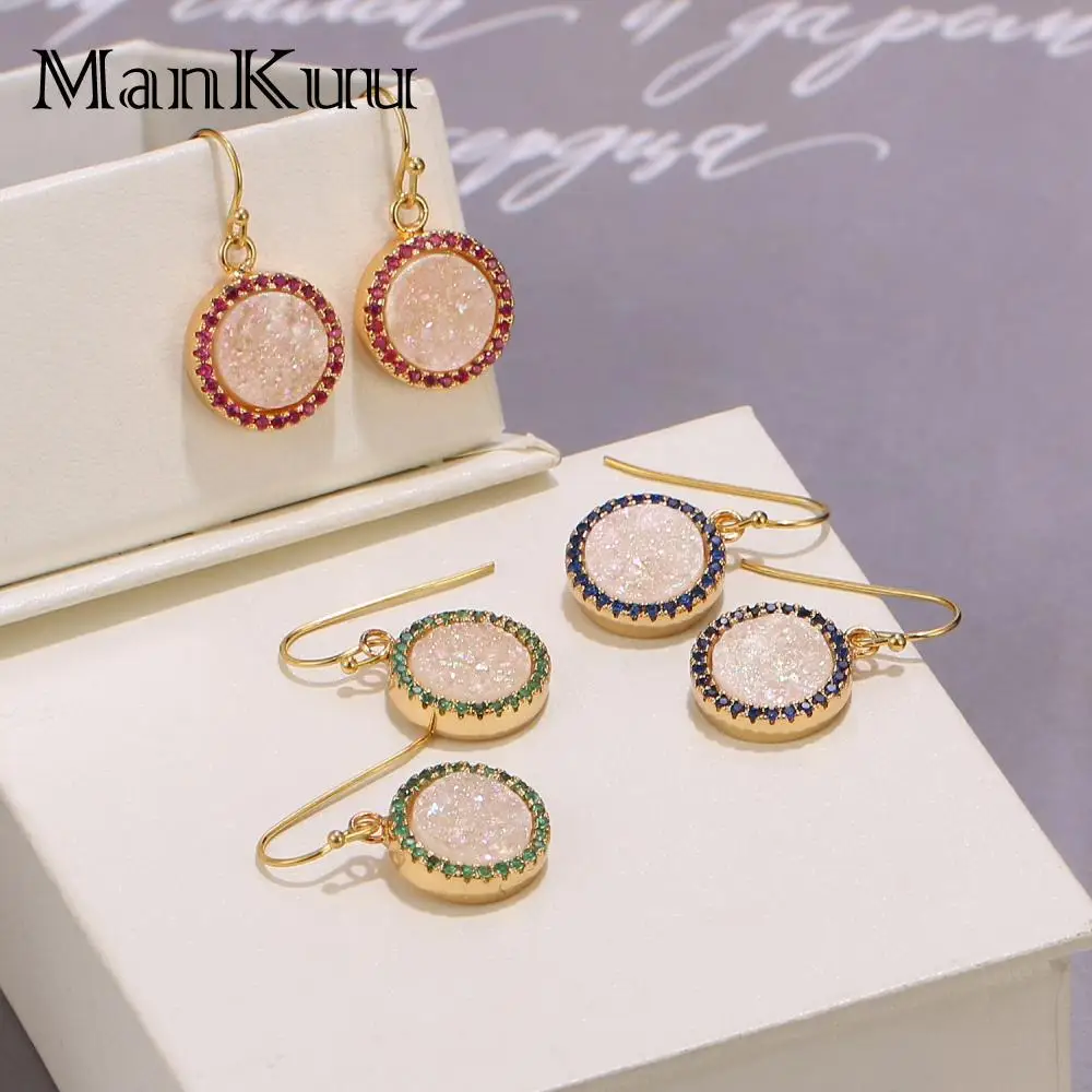 Mankuu Fashion Round Shape Druzy Agate Druzy Stud Earrings Nano-Zircon Micro-Inlay Process Zircon Earring For Woman 2022
Mankuu Fashion Round Shape Druzy Agate Druzy Stud Earrings Nano-Zircon Micro-Inlay Process Zircon Earring For Woman 2022