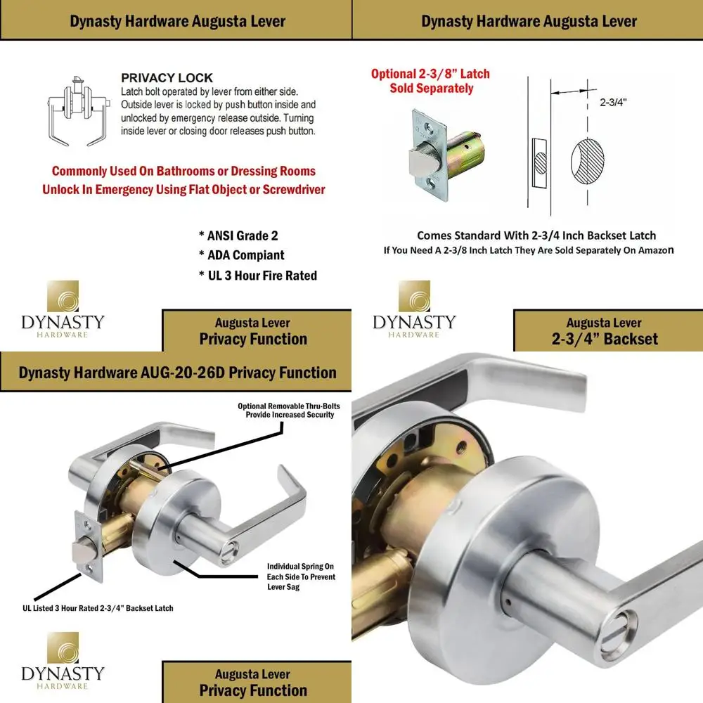 ADA Compliant Grade 2 Heavy Duty Non-Locking Lever Handle, Satin Chrome, Ideal for Hallways or Closets
ADA Compliant Grade 2 Heavy Duty Non-Locking Lever Handle, Satin Chrome, Ideal for Hallways or Closets