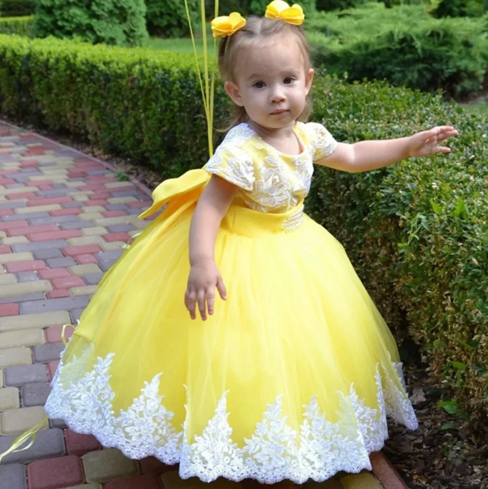 Yellow Flower Girl Dresses For Wedding Tulle White Appliques With Bow Cute Toddler Birthday Party Photo Shoot Gown
Yellow Flower Girl Dresses For Wedding Tulle White Appliques With Bow Cute Toddler Birthday Party Photo Shoot Gown