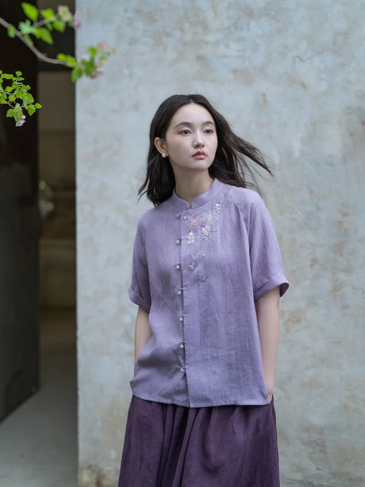 Ручная вышивка Han-Ma с небольшим воротником Zen Sle irt, новый китайский Sle, простой дизайн, женский летний топ с цветочной живописью
Ручная вышивка Han-Ma с небольшим воротником Zen Sle irt, новый китайский Sle, простой дизайн, женский летний топ с цветочной живописью