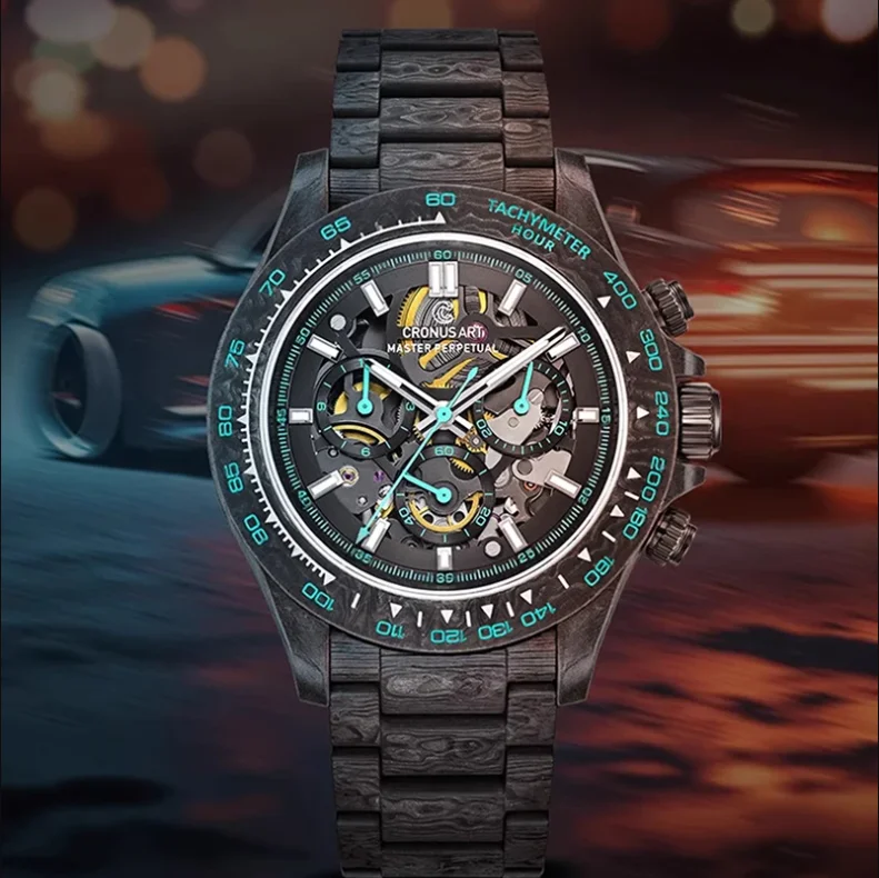 CRONUSART Men Chronograph Watch Automatic Mechanical Wristwatch Carbon Fiber Case & Strap 50m Waterproof Luminous Skeleton Dial
CRONUSART Men Chronograph Watch Automatic Mechanical Wristwatch Carbon Fiber Case & Strap 50m Waterproof Luminous Skeleton Dial