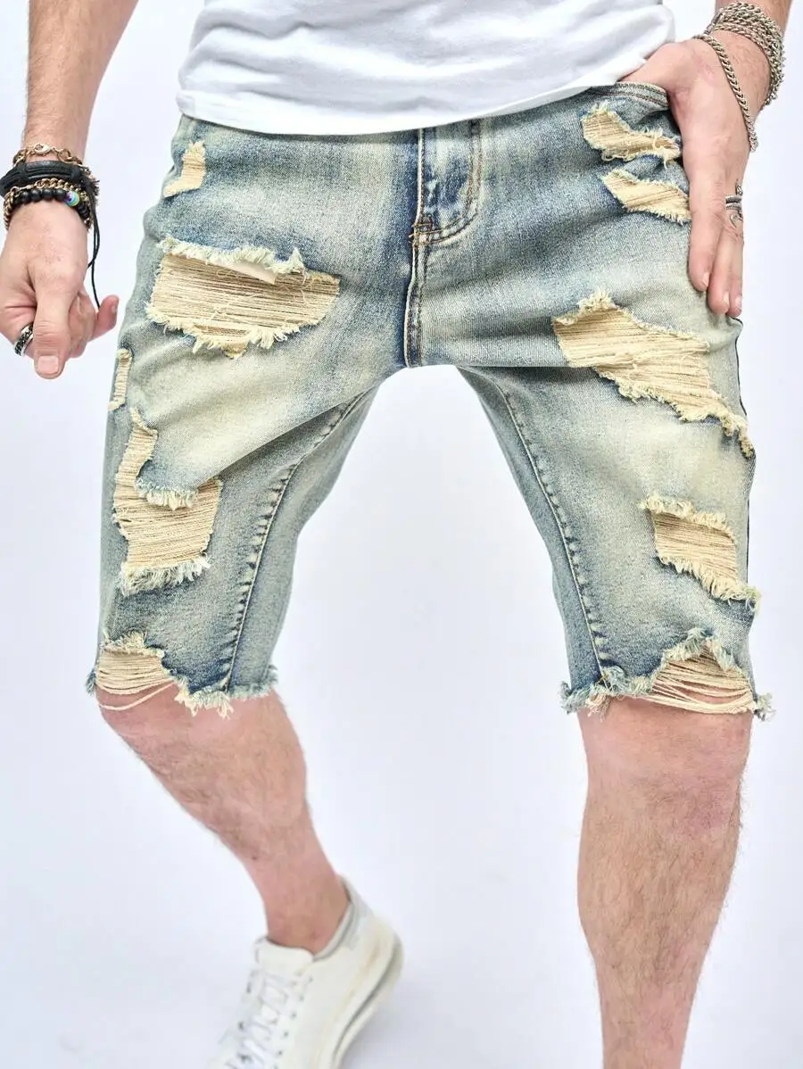 Mens Ripped Stretch Denim Shorts Casual Skinny Fit
Mens Ripped Stretch Denim Shorts Casual Skinny Fit