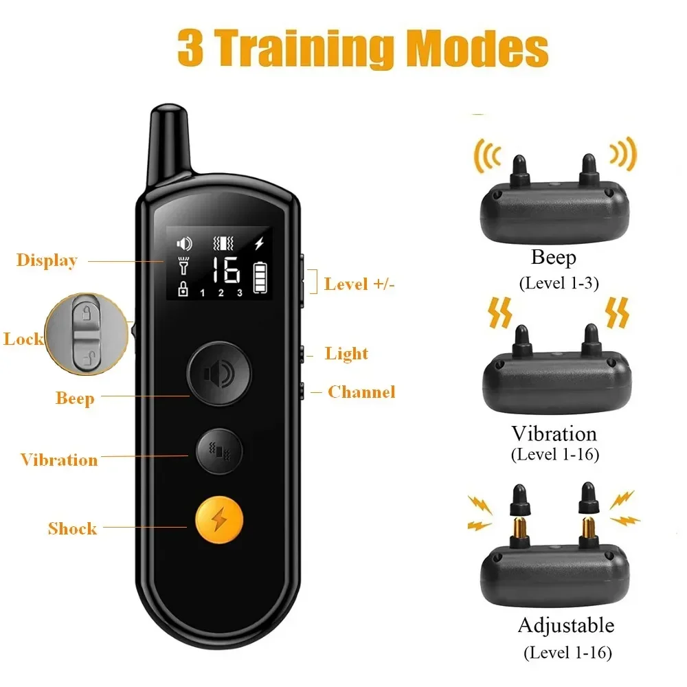 New Remote Control Electric Dog Training Device, Anti-Barking Shock Collar Rechargeable Waterproof 600M Long Distance Control
New Remote Control Electric Dog Training Device, Anti-Barking Shock Collar Rechargeable Waterproof 600M Long Distance Control