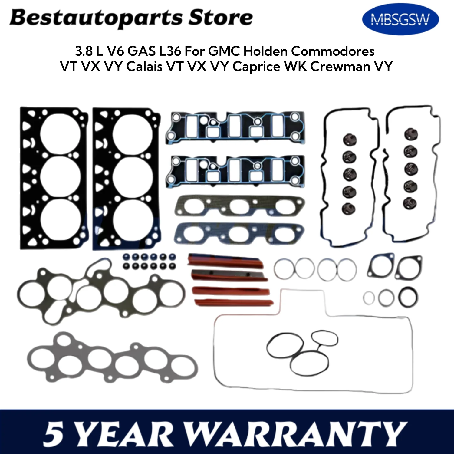 Полный комплект прокладок двигателя подходит для 3.8 L V6 GAS L36 для 97-04 GMC Holden Commodores VT VX VY Calais VT VX VY Caprice WK Crewman VY 3.8L
Полный комплект прокладок двигателя подходит для 3.8 L V6 GAS L36 для 97-04 GMC Holden Commodores VT VX VY Calais VT VX VY Caprice WK Crewman VY 3.8L