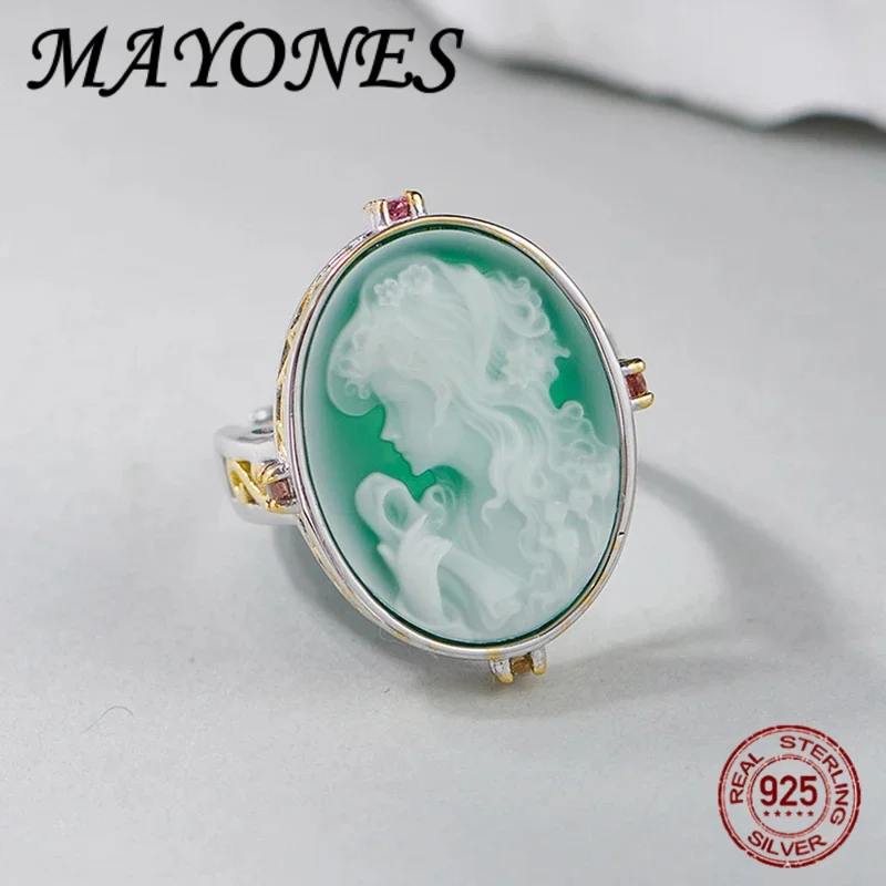 Natural gemstone jewelry green onyx goddess cameo ring gold color s925 sterling silver oval statement rings for ladies
Natural gemstone jewelry green onyx goddess cameo ring gold color s925 sterling silver oval statement rings for ladies