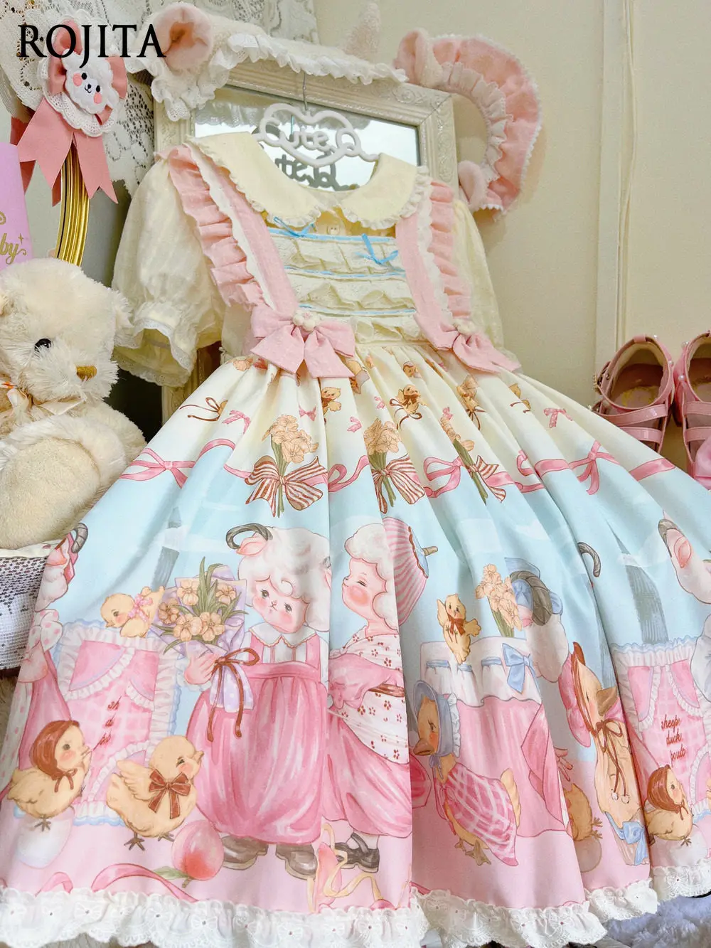 Cute Sheep Print Lolita JSK Dress Women Sweet Pastoral Sleeveless Pinafore Dress Lace Ruffle Bow Kawaii Harajuku Party Dress
Cute Sheep Print Lolita JSK Dress Women Sweet Pastoral Sleeveless Pinafore Dress Lace Ruffle Bow Kawaii Harajuku Party Dress