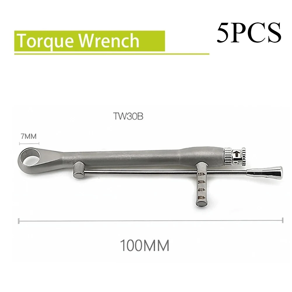 Набор из 5 универсальных динамометрических отверток для имплантатов, ключ-трещотка 15-60 Нсм, набор для протезирования, инструменты для стоматологов
Набор из 5 универсальных динамометрических отверток для имплантатов, ключ-трещотка 15-60 Нсм, набор для протезирования, инструменты для стоматологов