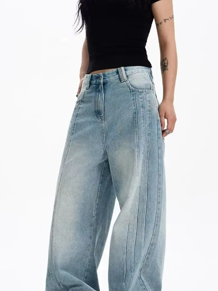 Корейские модные синие широкие джинсы в стиле ретро для мужчин и женщин, летние новые повседневные прямые джинсовые брюки с высокой талией, универсальная уличная одежда
Корейские модные синие широкие джинсы в стиле ретро для мужчин и женщин, летние новые повседневные прямые джинсовые брюки с высокой талией, универсальная уличная одежда