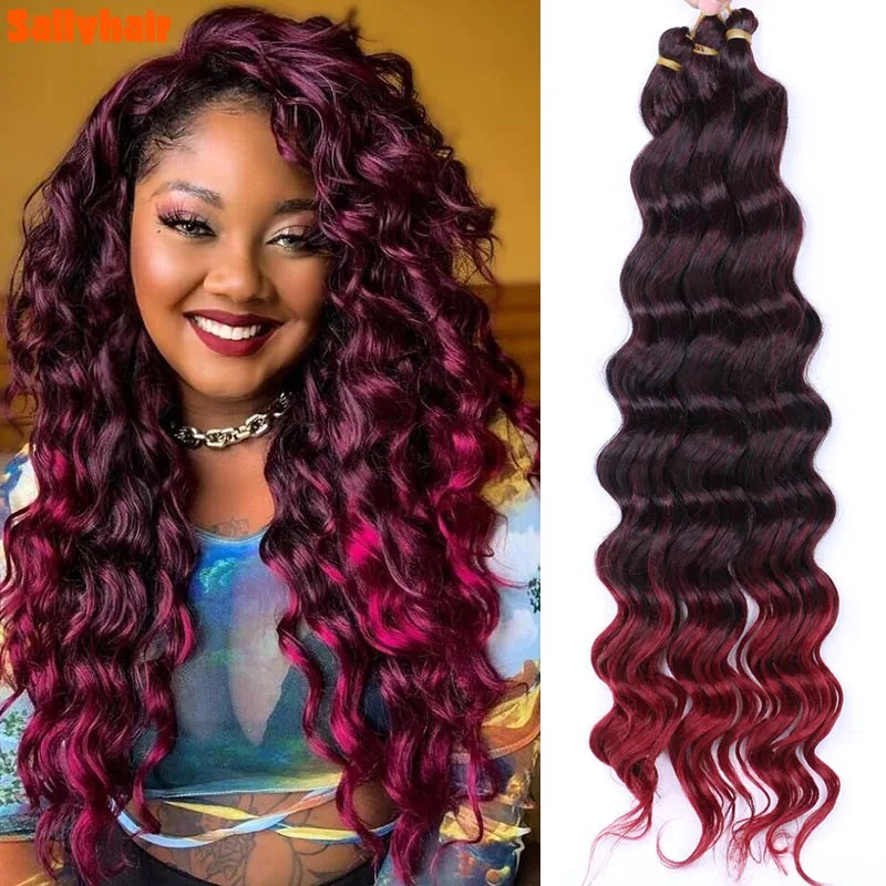 Sallyhair 20Inch Synthetic Deep Wave Hair Bundles Crochet Braiding Wave Hair 80g/Pack Omber Burgundy Braiding Hair Extensions
Sallyhair 20Inch Synthetic Deep Wave Hair Bundles Crochet Braiding Wave Hair 80g/Pack Omber Burgundy Braiding Hair Extensions