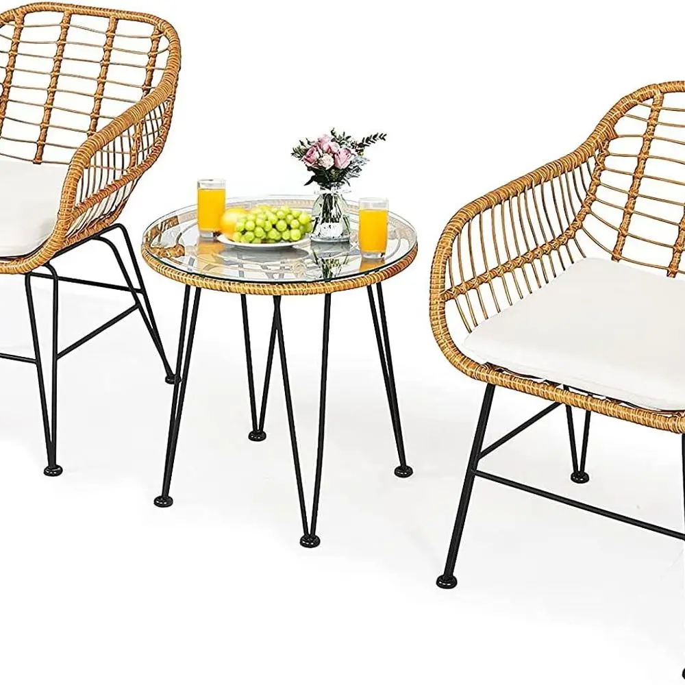 Набор из 2 предметов из ротанга для патио на открытом воздухе: бежевые мягкие стулья со стеклянной столешницей для сада, балкона, у бассейна
Набор из 2 предметов из ротанга для патио на открытом воздухе: бежевые мягкие стулья со стеклянной столешницей для сада, балкона, у бассейна