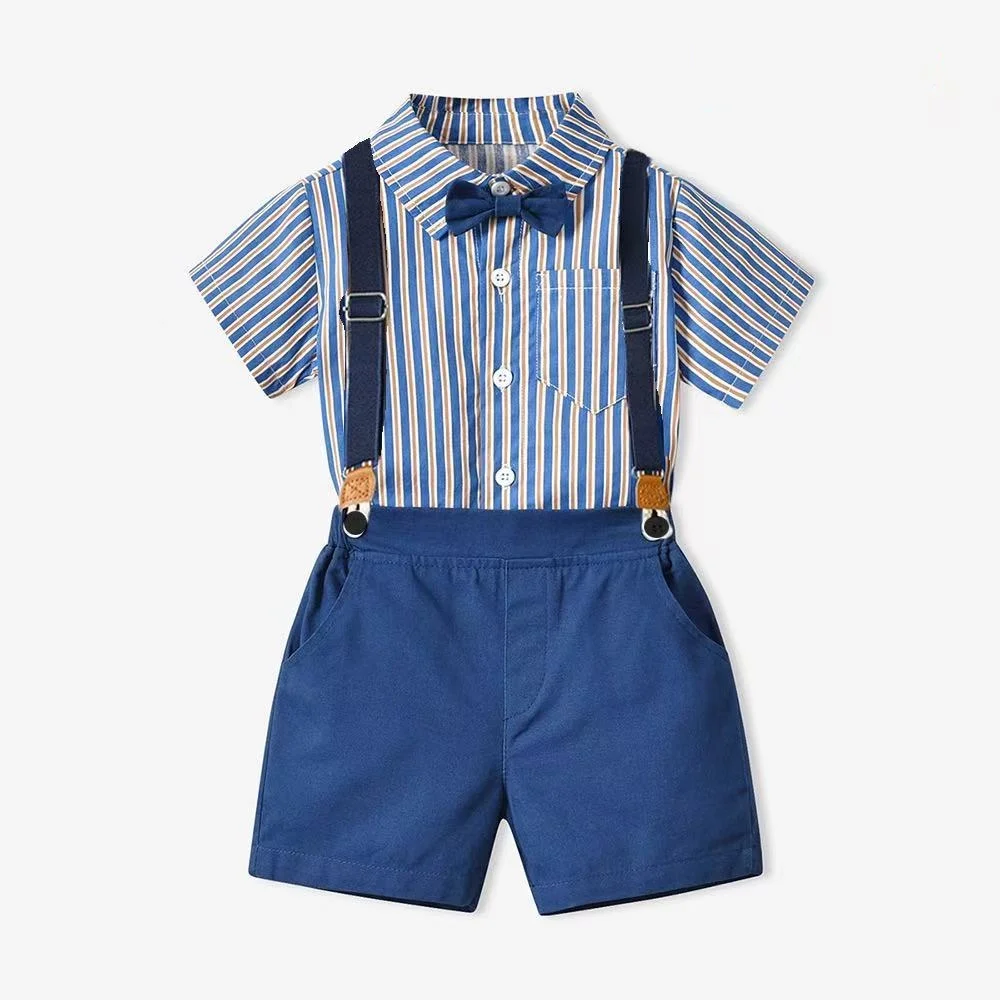 New Summer Striped lapel Short-sleeved Shirt with Back Shorts Boy's Suit Foreign Trade Children's Two-piece Set 70-140cm
New Summer Striped lapel Short-sleeved Shirt with Back Shorts Boy's Suit Foreign Trade Children's Two-piece Set 70-140cm