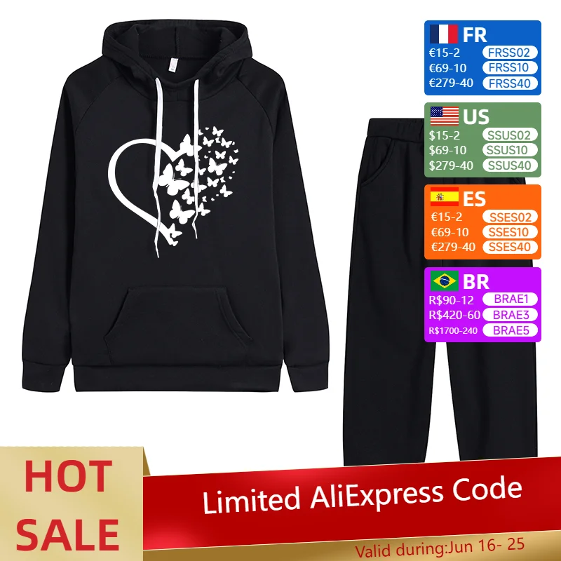 Heart Butterfly Printed Hoodies&Sweatpants High Quality Ladies Daily Casual Sports Jogging Suits Autumn Winter Warm Soft Outfits
Heart Butterfly Printed Hoodies&Sweatpants High Quality Ladies Daily Casual Sports Jogging Suits Autumn Winter Warm Soft Outfits