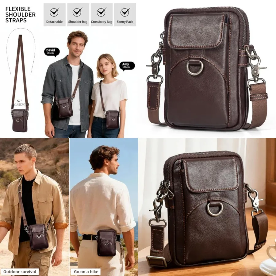 Augus Genuine Leather Small Crossbody Bag Cell Phone Messenger Purse Shoulder Waist Bag for Daily Use for Women and Men
Augus Genuine Leather Small Crossbody Bag Cell Phone Messenger Purse Shoulder Waist Bag for Daily Use for Women and Men