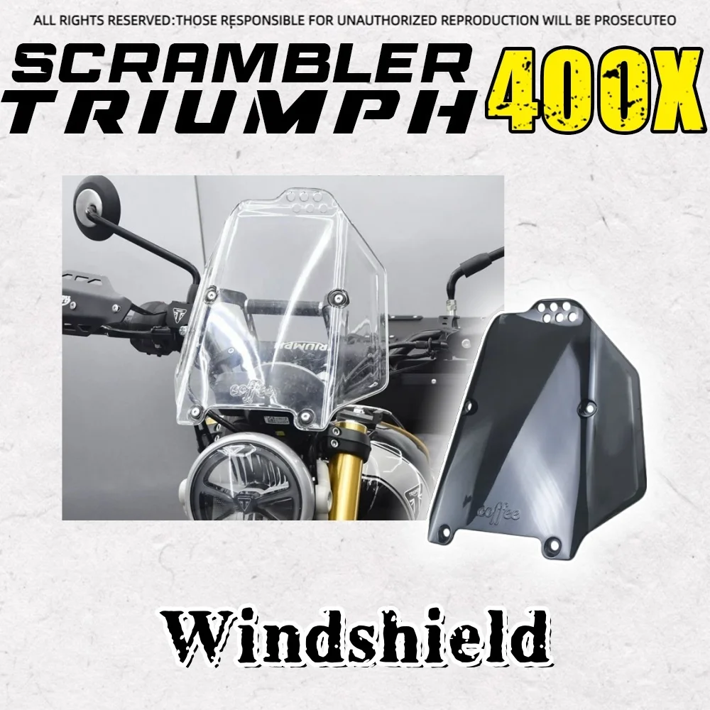 Triumph Scrambler 400X custom front windshield HD transparent large windshield Scrambler 400 Triumph Scrambler400
Triumph Scrambler 400X custom front windshield HD transparent large windshield Scrambler 400 Triumph Scrambler400