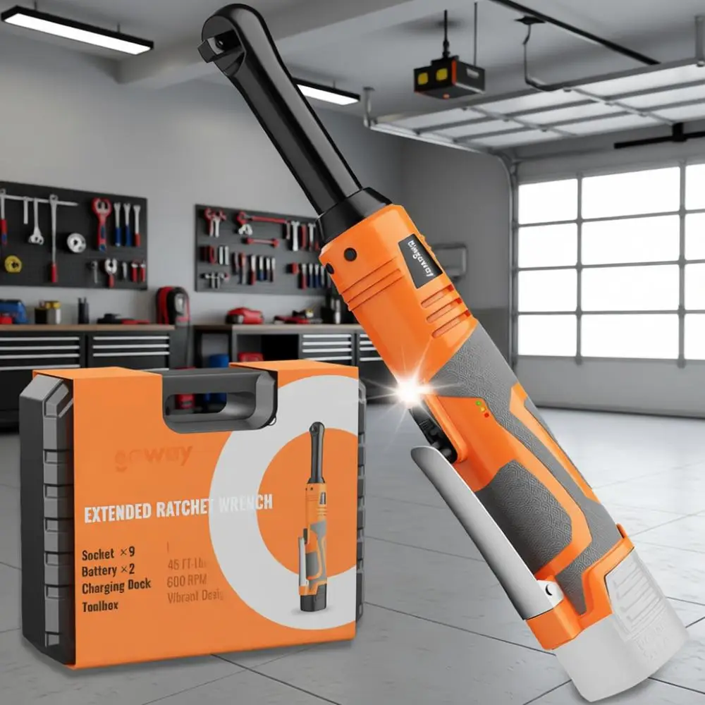 Extended Electric Ratchet Wrench Set, 45t-lbs Power Ratchet Wrench Kit with 2pcs Batteries, LED Light, 9 Sockets, Toolbox, Varia
Extended Electric Ratchet Wrench Set, 45t-lbs Power Ratchet Wrench Kit with 2pcs Batteries, LED Light, 9 Sockets, Toolbox, Varia