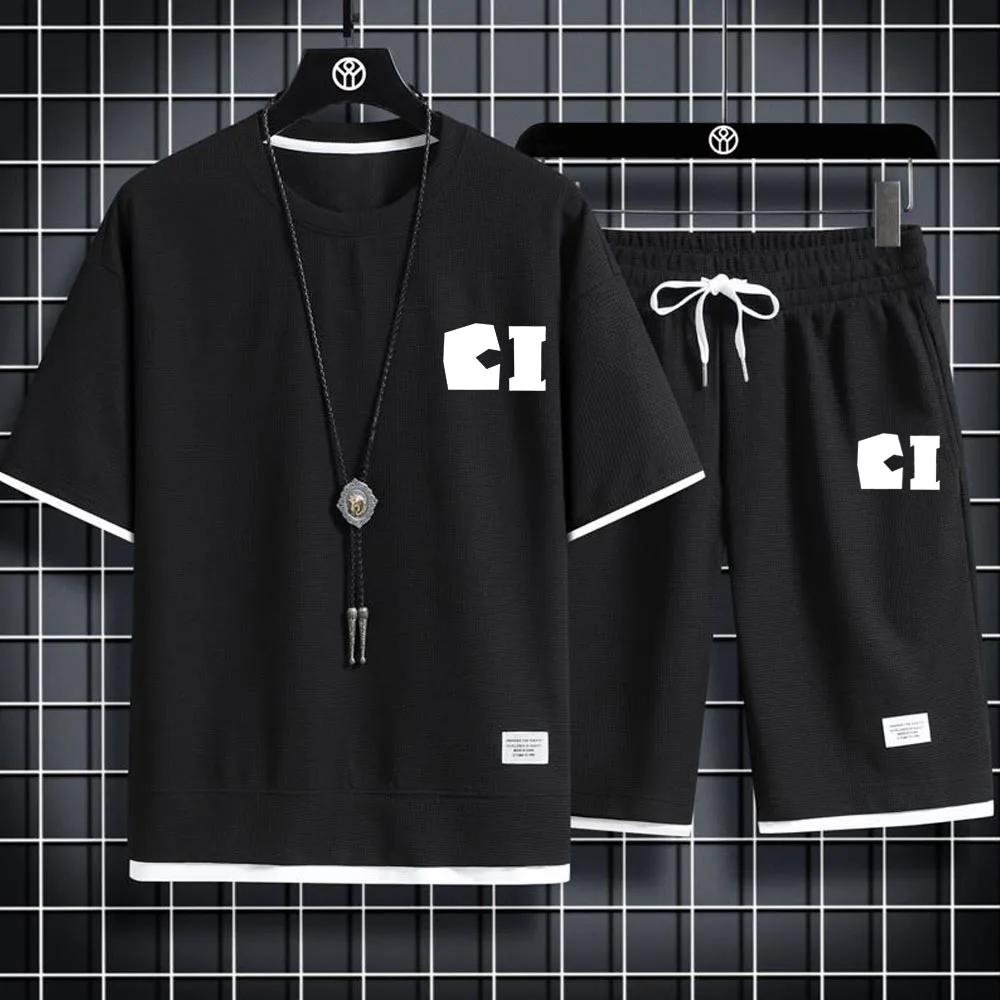 Summer Men's Fitness Fashion Men's Casual Sportswear Suit Drying Sports Suit Short Sleeve T-Shirt + Shorts 2 Piece Set
Summer Men's Fitness Fashion Men's Casual Sportswear Suit Drying Sports Suit Short Sleeve T-Shirt + Shorts 2 Piece Set
