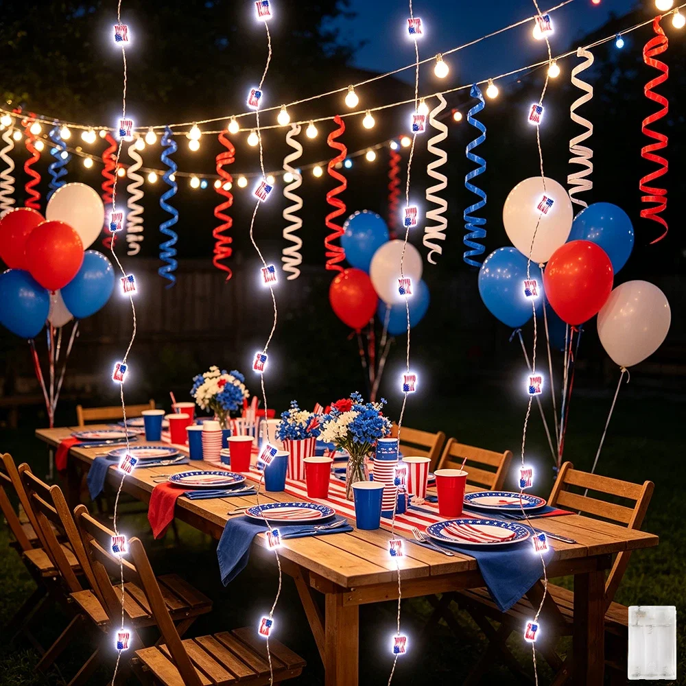 American Mini Flag Pattern Independence Day LED Copper Wire String Lights Steady White Light for US National Day Patio Party
American Mini Flag Pattern Independence Day LED Copper Wire String Lights Steady White Light for US National Day Patio Party