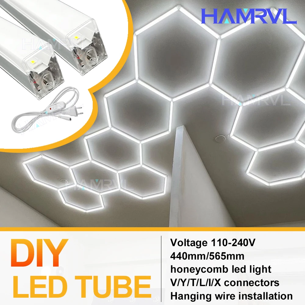 Hexagonal LED honeycomb tube light 6000k - suitable for bright lighting in garages gyms interiors hair salons and car showrooms
Hexagonal LED honeycomb tube light 6000k - suitable for bright lighting in garages gyms interiors hair salons and car showrooms