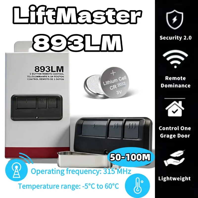 LiftMaster 893LM 3-Button Garage Remote Security+ 2.0, Compatible with Yellow Learn Button
LiftMaster 893LM 3-Button Garage Remote Security+ 2.0, Compatible with Yellow Learn Button