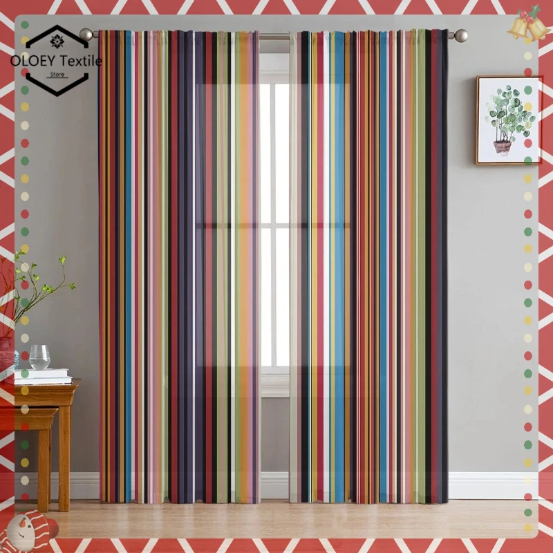 Rainbow Stripes Modern Curtains for Living Room Transparent Tulle Curtains Window Sheer for The Bedroom Accessories Decor
Rainbow Stripes Modern Curtains for Living Room Transparent Tulle Curtains Window Sheer for The Bedroom Accessories Decor