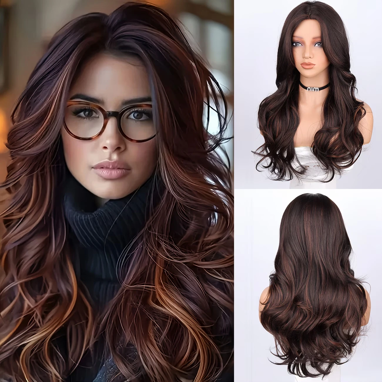 26Inch Ombre Deep Brown Curly Synthetic Wig for Women Middle Part No Bangs Rose Net Cap Long Curly Wigs
26Inch Ombre Deep Brown Curly Synthetic Wig for Women Middle Part No Bangs Rose Net Cap Long Curly Wigs