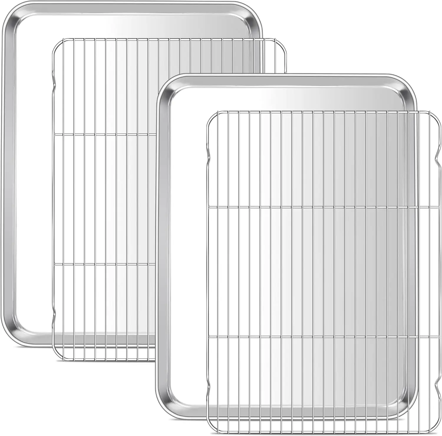 Large Stainless Steel Baking Sheet Set with Cooling Racks, 2 Pans & 2 Racks, Oven Safe, Dishwasher Friendly
Large Stainless Steel Baking Sheet Set with Cooling Racks, 2 Pans & 2 Racks, Oven Safe, Dishwasher Friendly