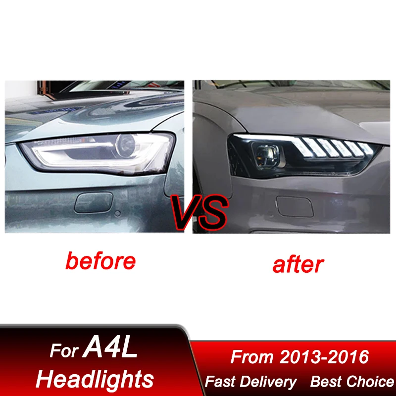 Car Headlights For Audi A4L 13-16 Upgrade new style LED auto Headlamp Assembly High Configure Projector Lens Accessories Kit
Car Headlights For Audi A4L 13-16 Upgrade new style LED auto Headlamp Assembly High Configure Projector Lens Accessories Kit