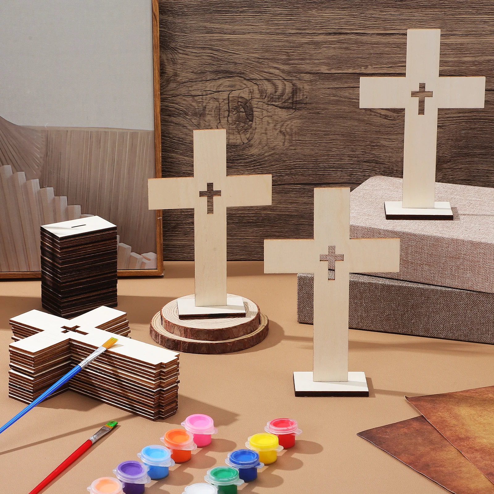 20Pcs Wooden Cross Ornaments Small Decorative Wood Cross Figurines for Tabletop Desktop Religious Craft Decoration
20Pcs Wooden Cross Ornaments Small Decorative Wood Cross Figurines for Tabletop Desktop Religious Craft Decoration