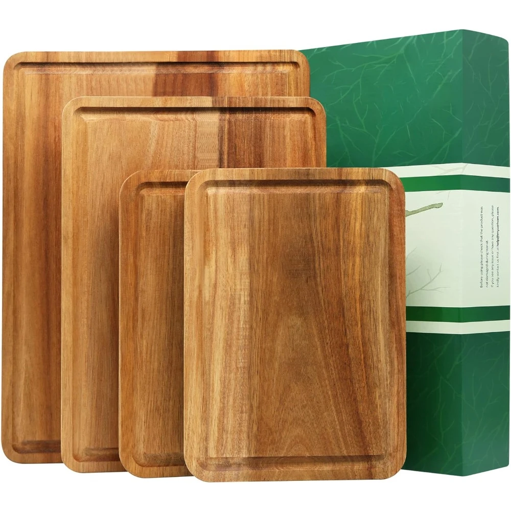 Large Wood Cutting Boards Set of 4 for Kitchen Cheese Charcuterie Board (Gift Box Included) Acacia Butcher Block with Non-slip
Large Wood Cutting Boards Set of 4 for Kitchen Cheese Charcuterie Board (Gift Box Included) Acacia Butcher Block with Non-slip