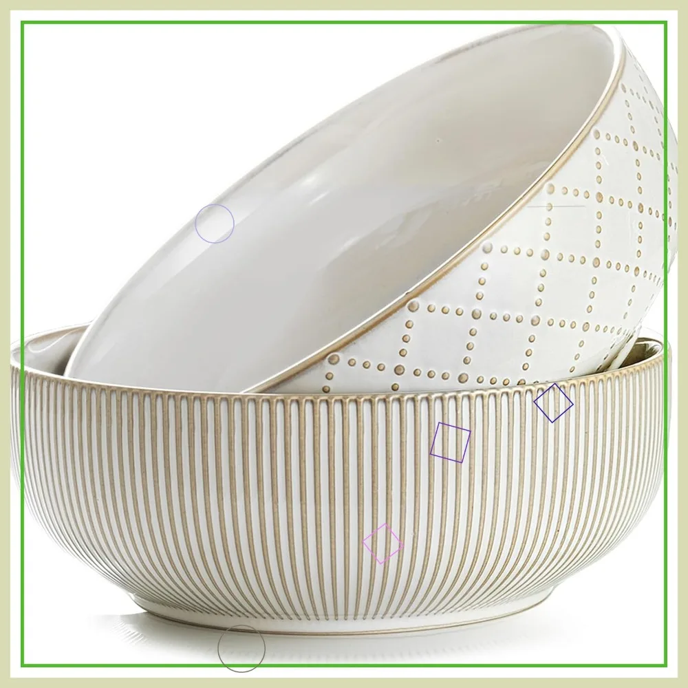 Набор больших керамических сервировочных мисок (2 шт.), 9,5 дюймов и 92 жидких унции, подходят для микроволновой печи и посудомоечной машины
Набор больших керамических сервировочных мисок (2 шт.), 9,5 дюймов и 92 жидких унции, подходят для микроволновой печи и посудомоечной машины