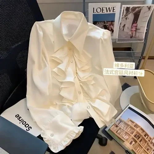 Palace Style French Lapel Lace Lapel Long-sleeved Shirt for Women 2025 Spring Button Top Versatile Temperament Shirt Z235
Palace Style French Lapel Lace Lapel Long-sleeved Shirt for Women 2025 Spring Button Top Versatile Temperament Shirt Z235